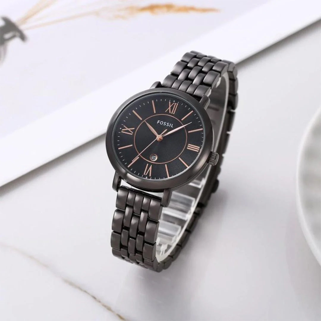 Foss_il Black Dial Ladies Watch